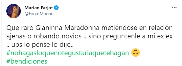 El comentario de Marian Farjat contra Gianinna Maradona